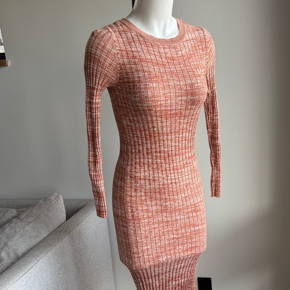 Mango long sleeve knit dress in tangerine